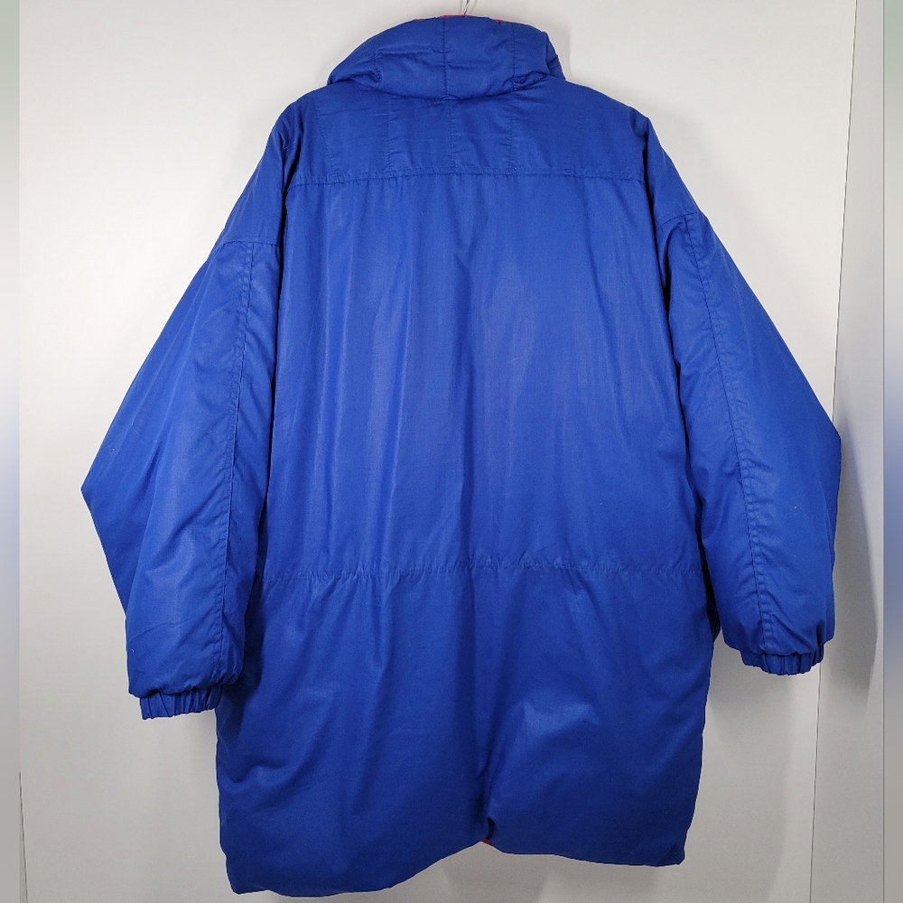 Vintage The Waters Edge Blue Pink Duck Down Parka Puffer Coat Jacket Women Sz L - Picture 2 of 5